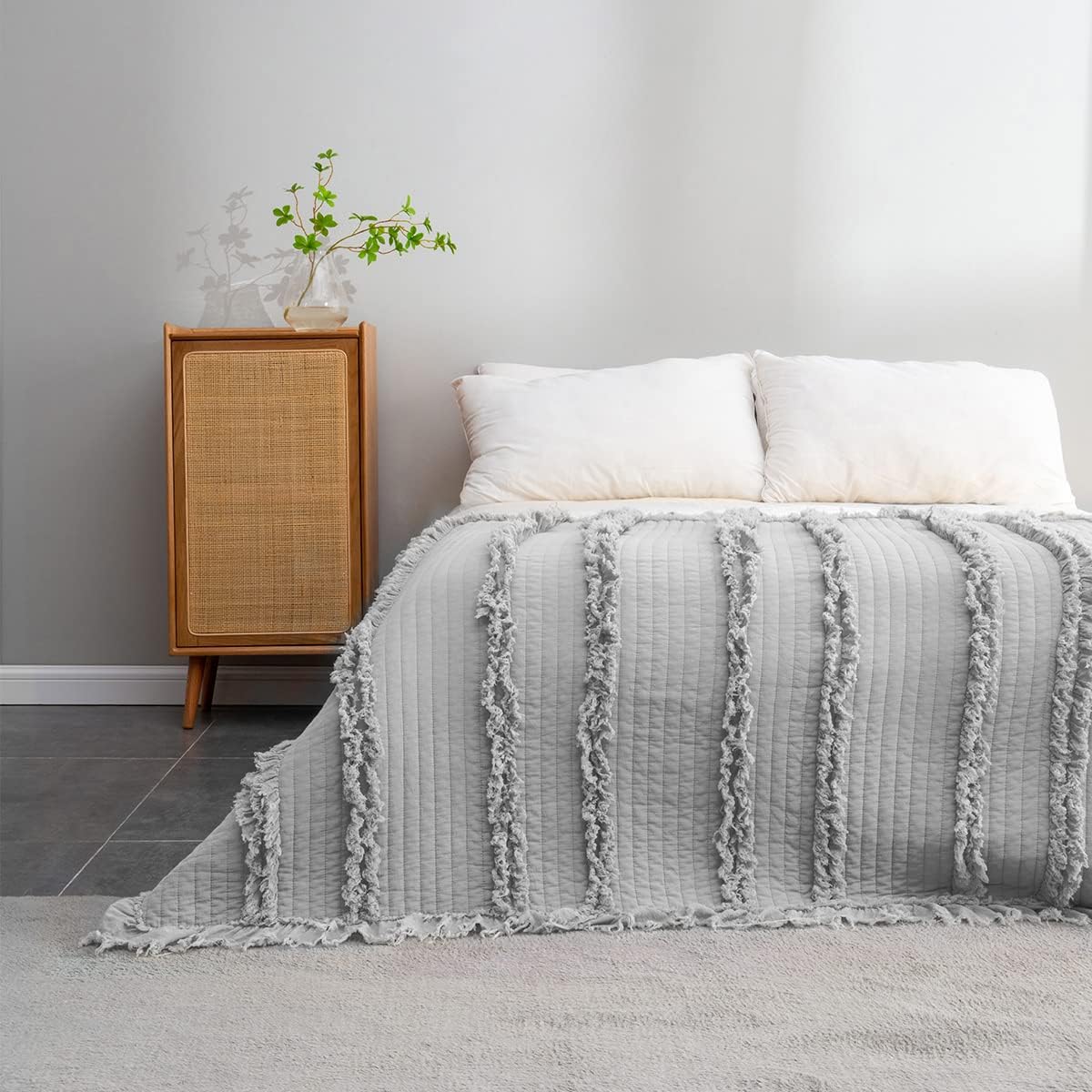 Ultra Soft Pre-Washed Quilted Boho Grey King Size Blanket