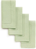 Classic Hemstitch Linen Napkins Set of 4 in Sage Green