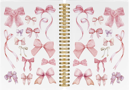Trendy Pink Coquette Bows Journal - College Ruled Spiral Notebook for Girls & Women, Office & School Supplies