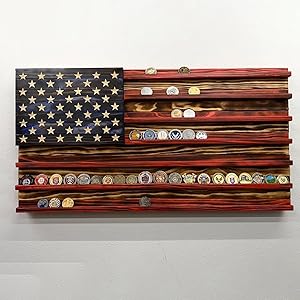 Handmade America US Flag Challenge Coin Display Stand for Patriotism