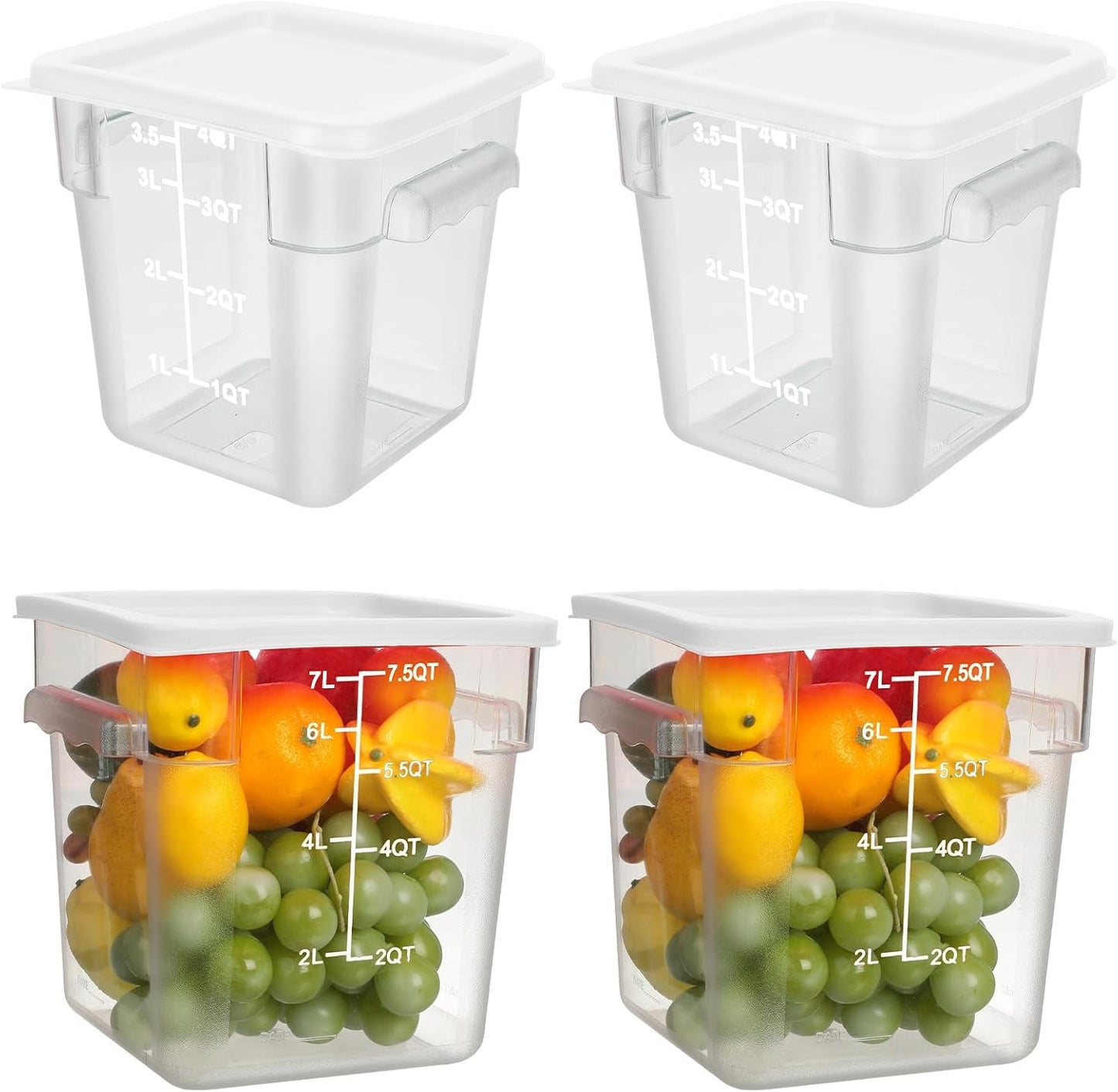 Lallisa 4 Pcs Clear Food Storage Containers with Lids and Handles