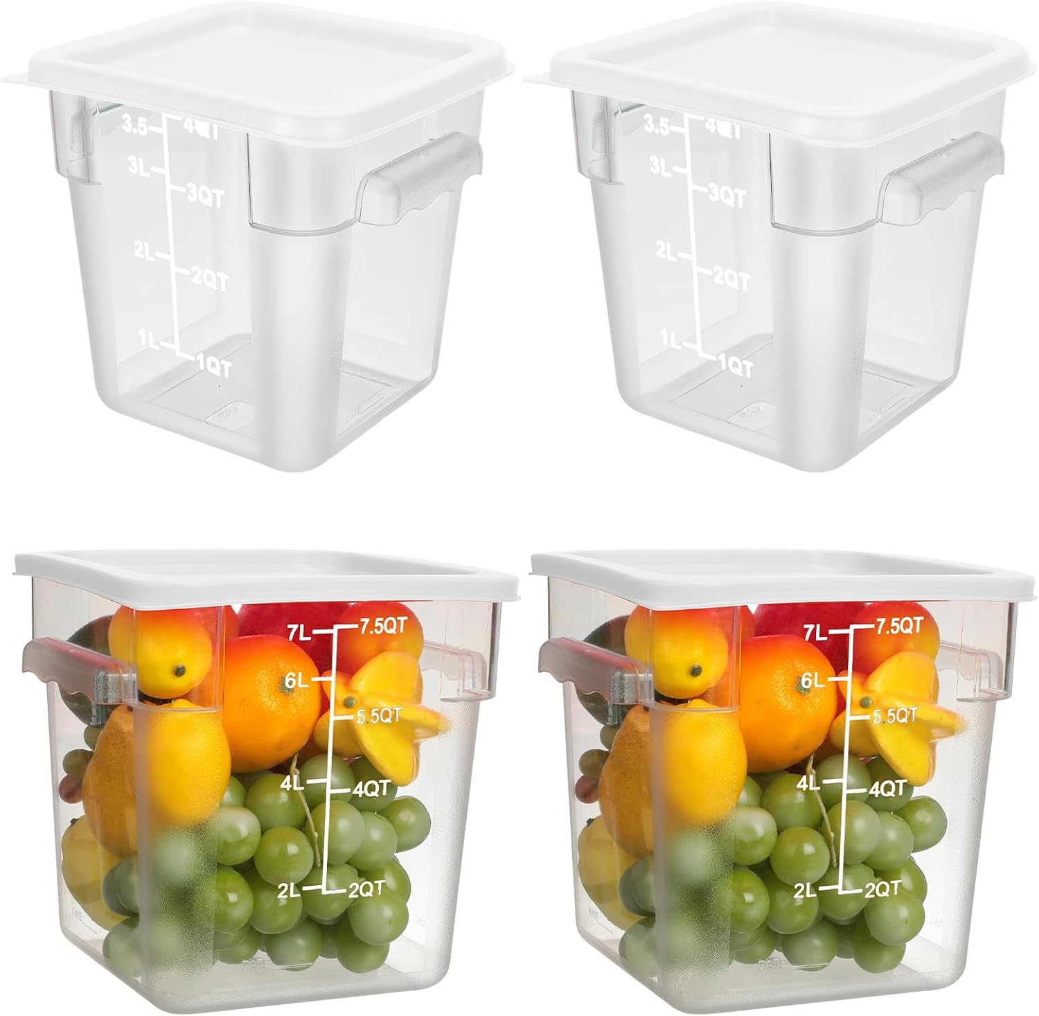 Lallisa 4 Pcs Clear Food Storage Containers with Lids and Handles