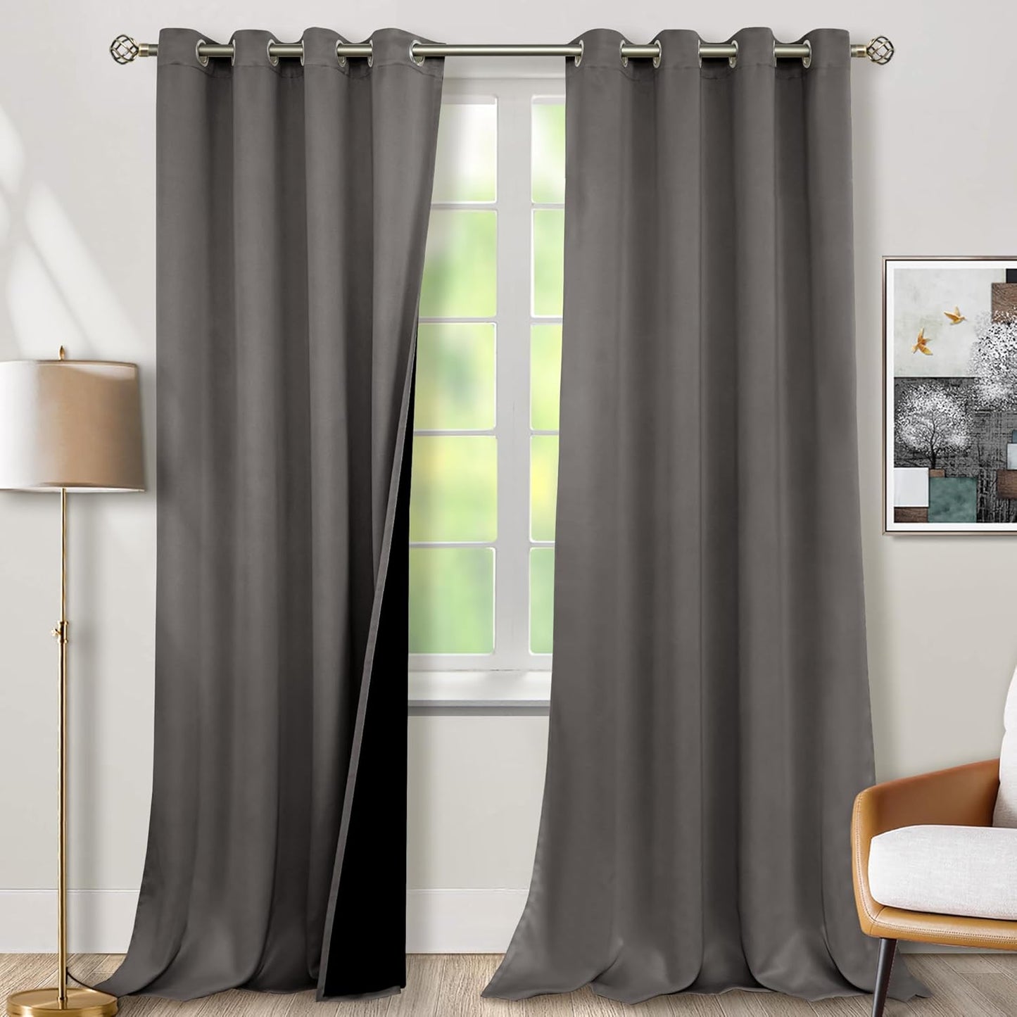 BGment Grey Blackout Curtains 95 Inches Long for Living Room