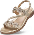 Sandals for Women Dressy Summer Flat Flower Sandals with Ankle Strap