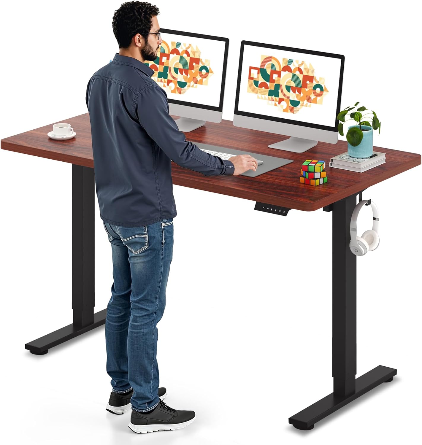 Electric Standing Desk 55 x 28 Inches with Height Adjustment