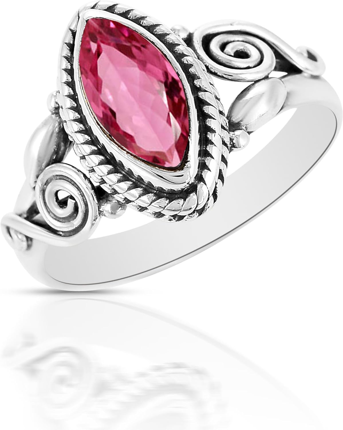Fine Sterling Silver Ring with Natural Gemstone for Women