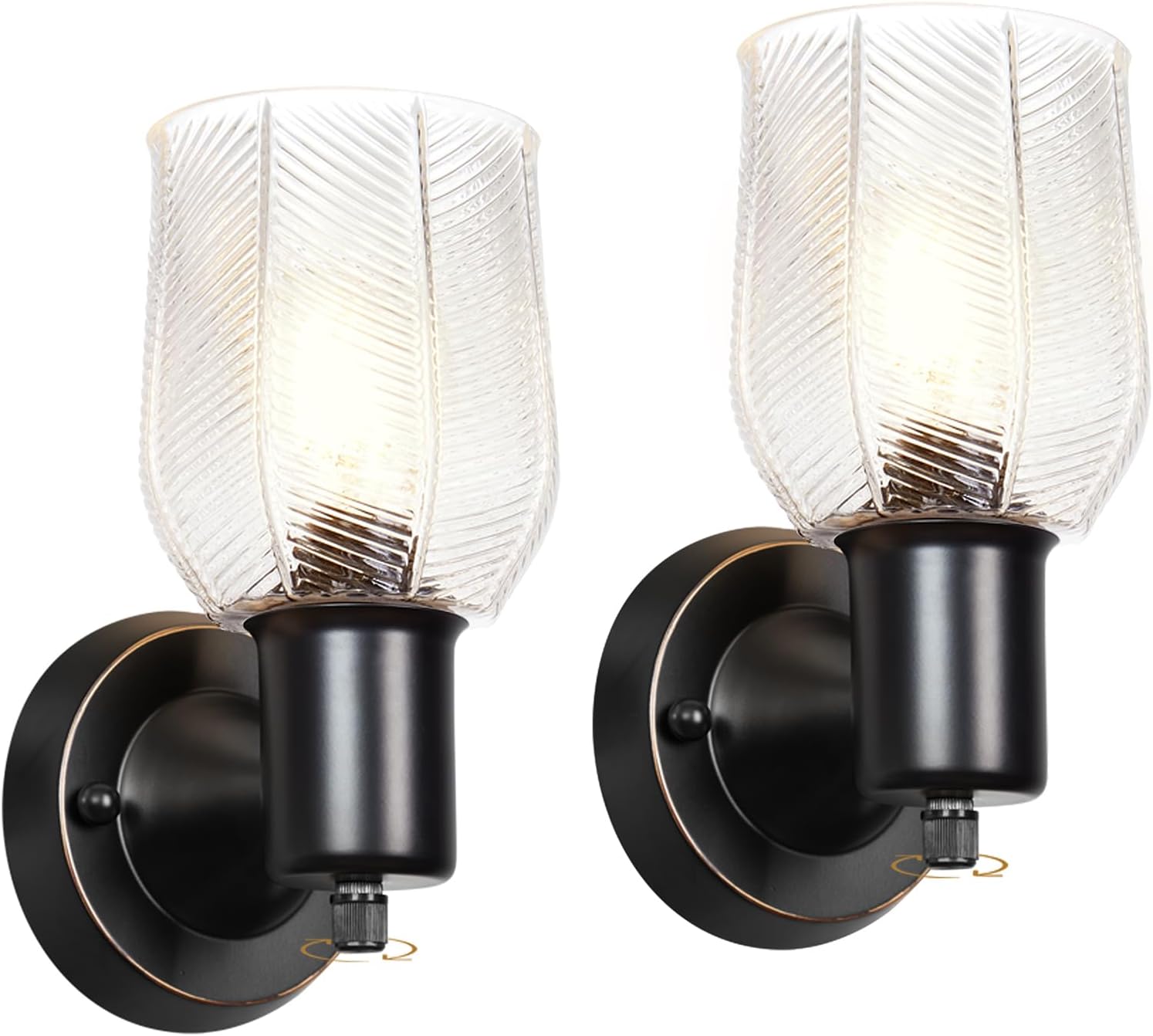 Wall Sconces Set of 2 - Matte Black Vanity Lights for Home