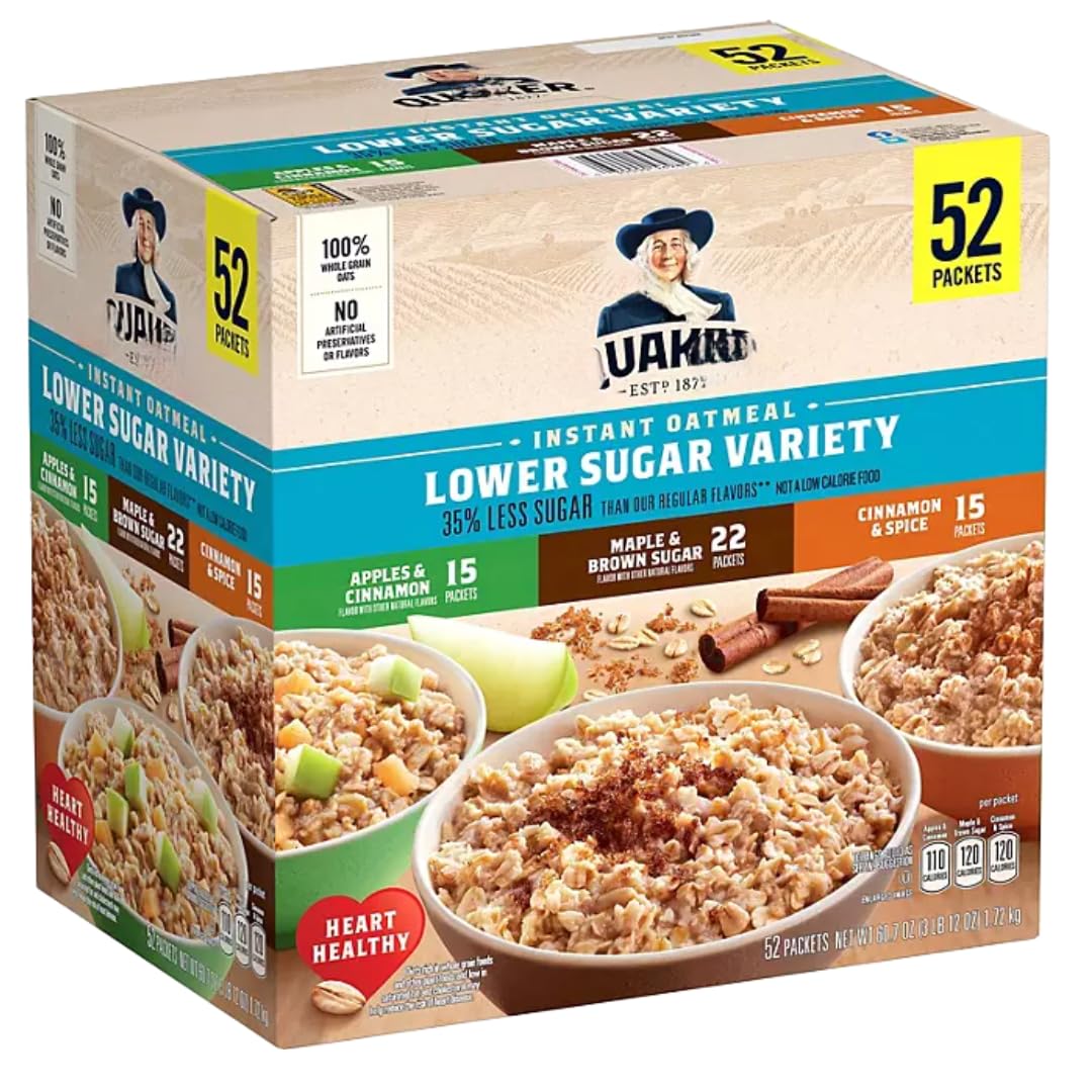 Lower Sugar Instant Oatmeal Variety Pack for Quick Breakfasts