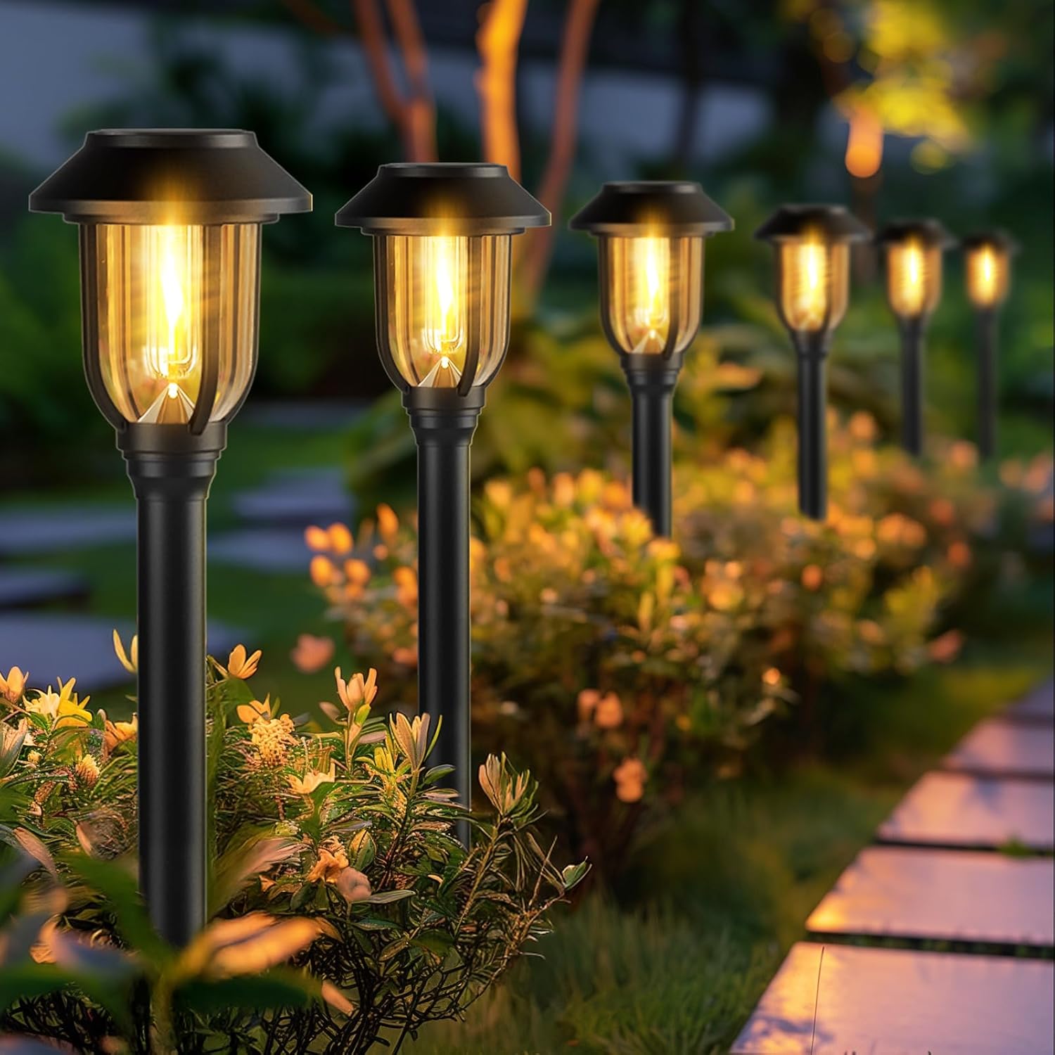 12 Pack Solar Pathway Lights Outdoor for Garden and Yard