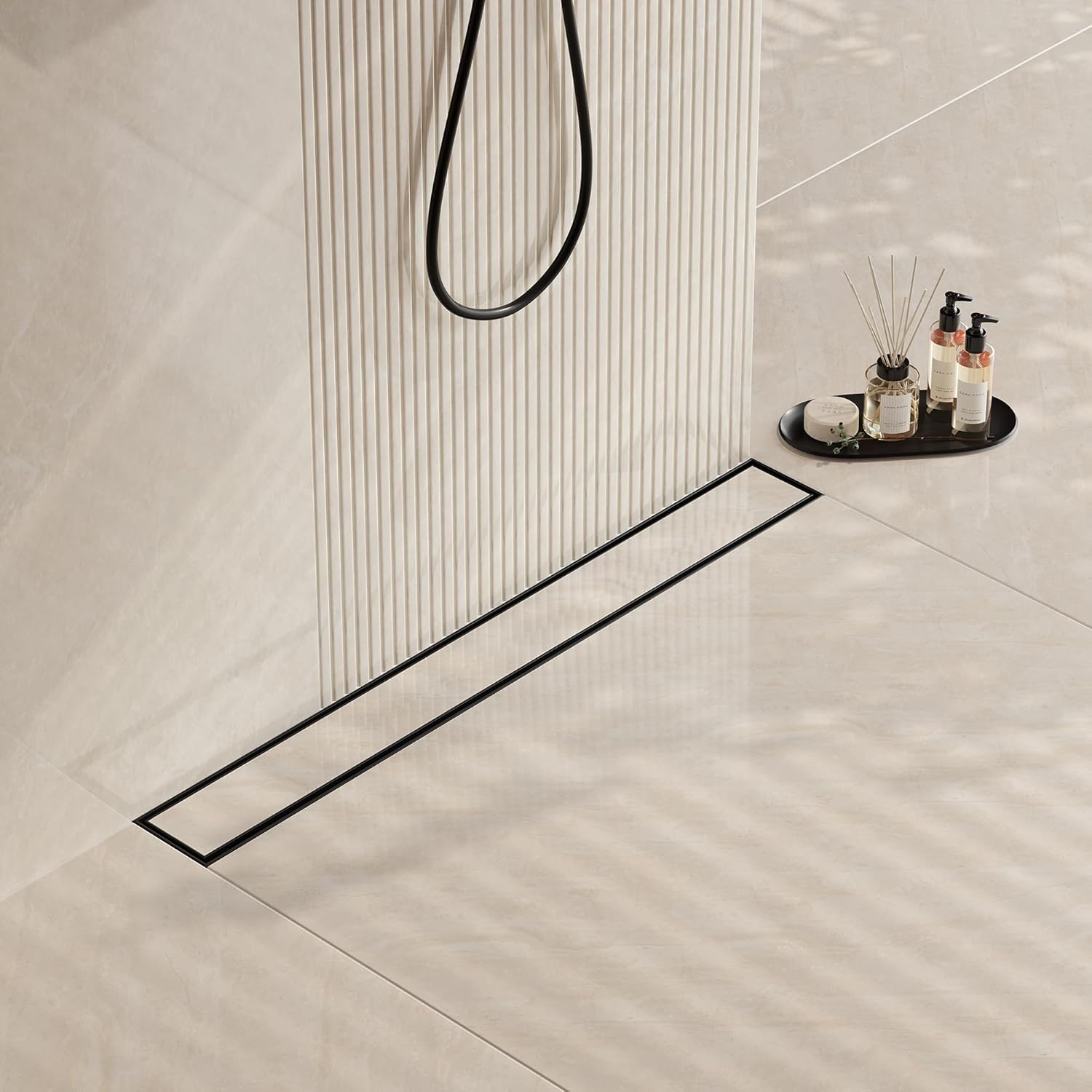 Neodrain 48 in Matte Black Linear Shower Drain for Modern Bathrooms