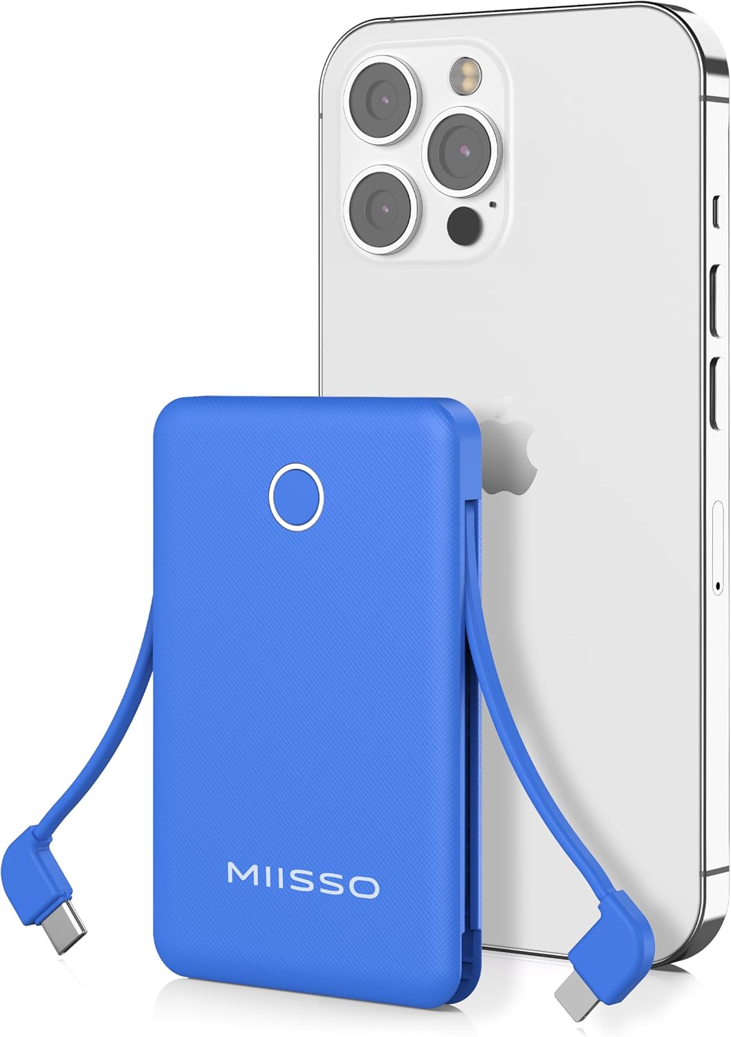 Ultra Slim 6000mAh Power Bank w/ Built-in Cables | Fast Charging | Deep Blue