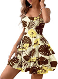 Floral Backless Bow Tie Short Dress for Women - Summer Halter