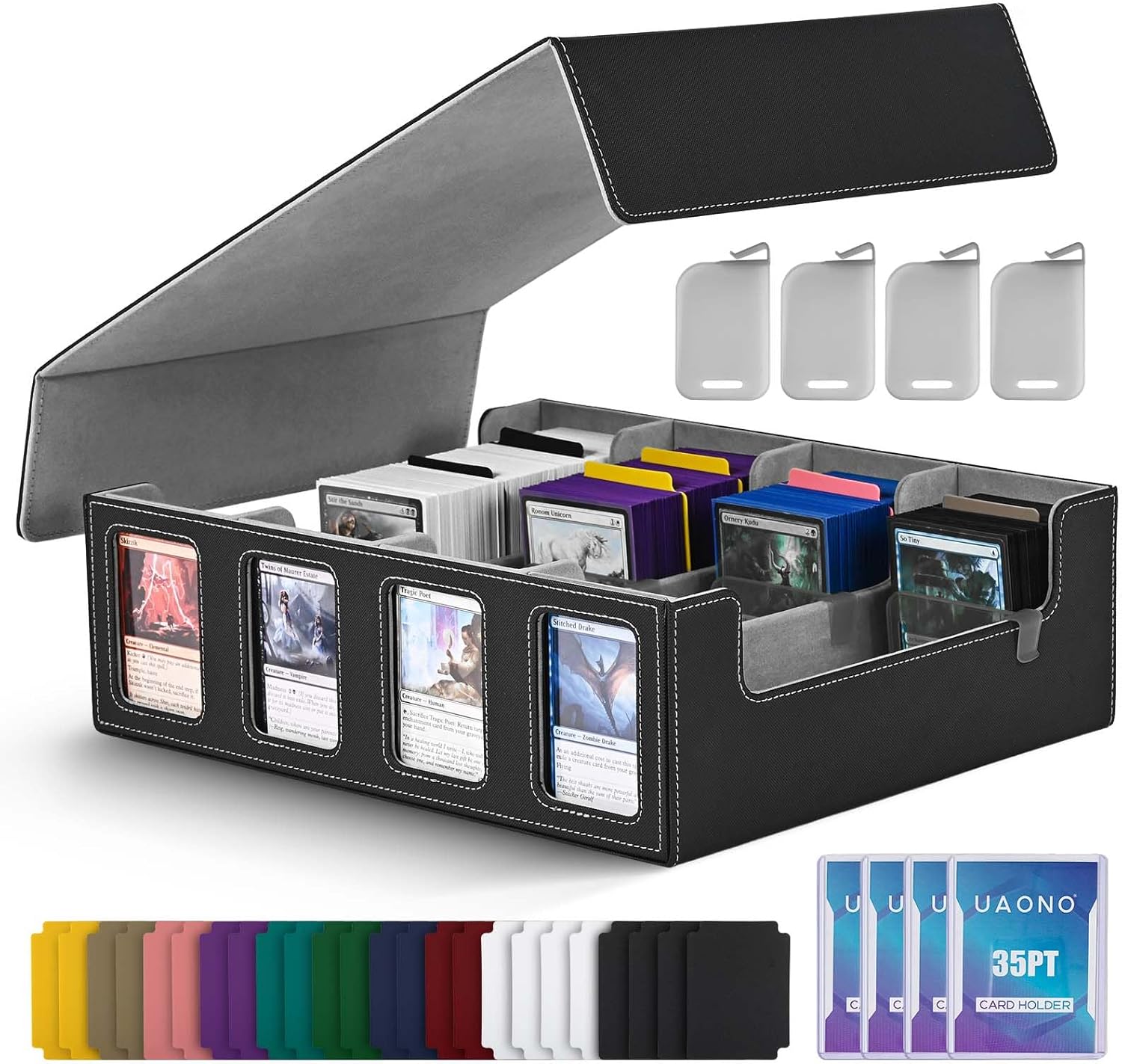 Trading Card Storage Box with Commander Display for MTG Decks