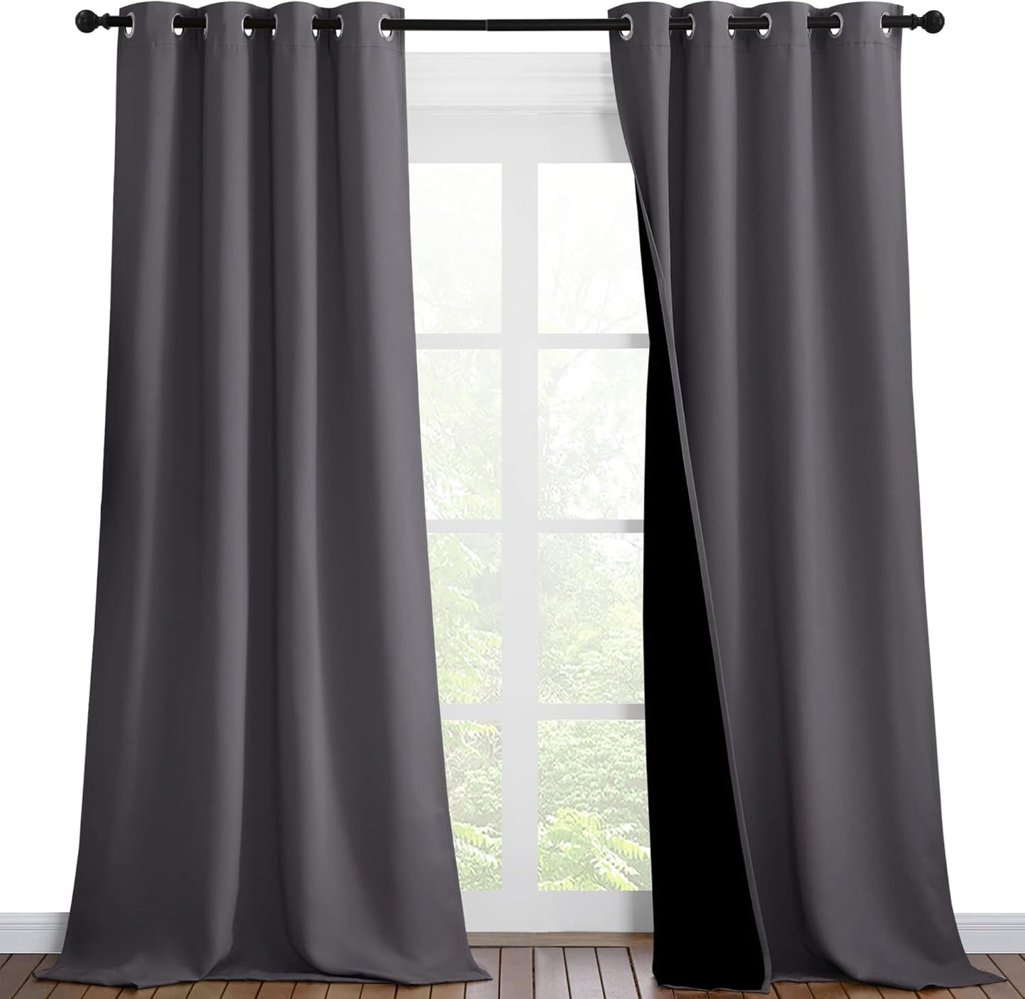 NICETOWN Grey Full Shade Curtain Panels for Energy Efficiency