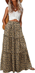 Lepunuo Womens Boho High Waisted Flowy Maxi Skirt with Pockets - Flowy