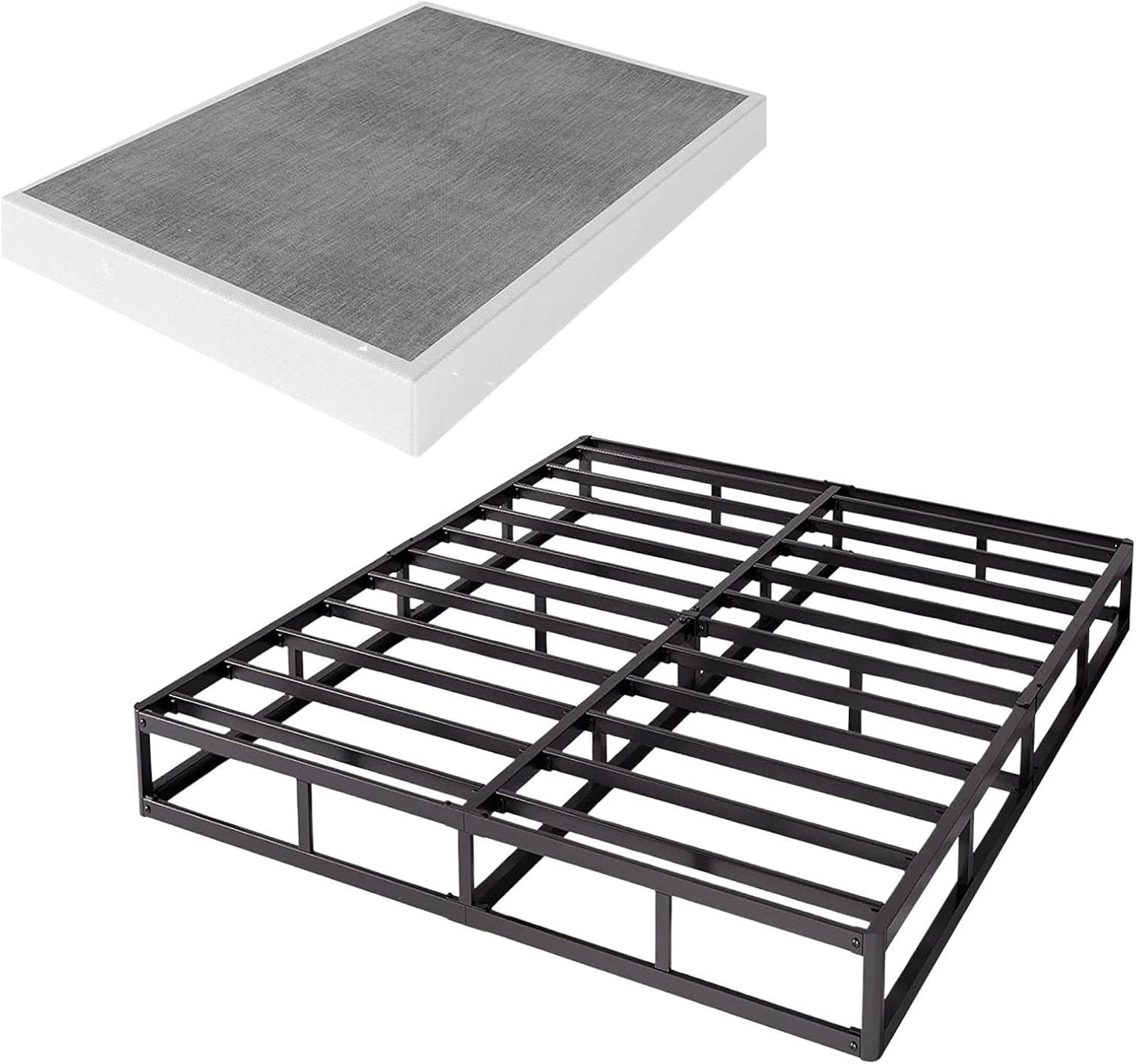 Queen Box Spring and Cover Set with Heavy Duty Metal Structure