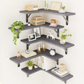 Fixwal Corner Floating Shelves Set of 5 - Rustic Gray Corner Storage