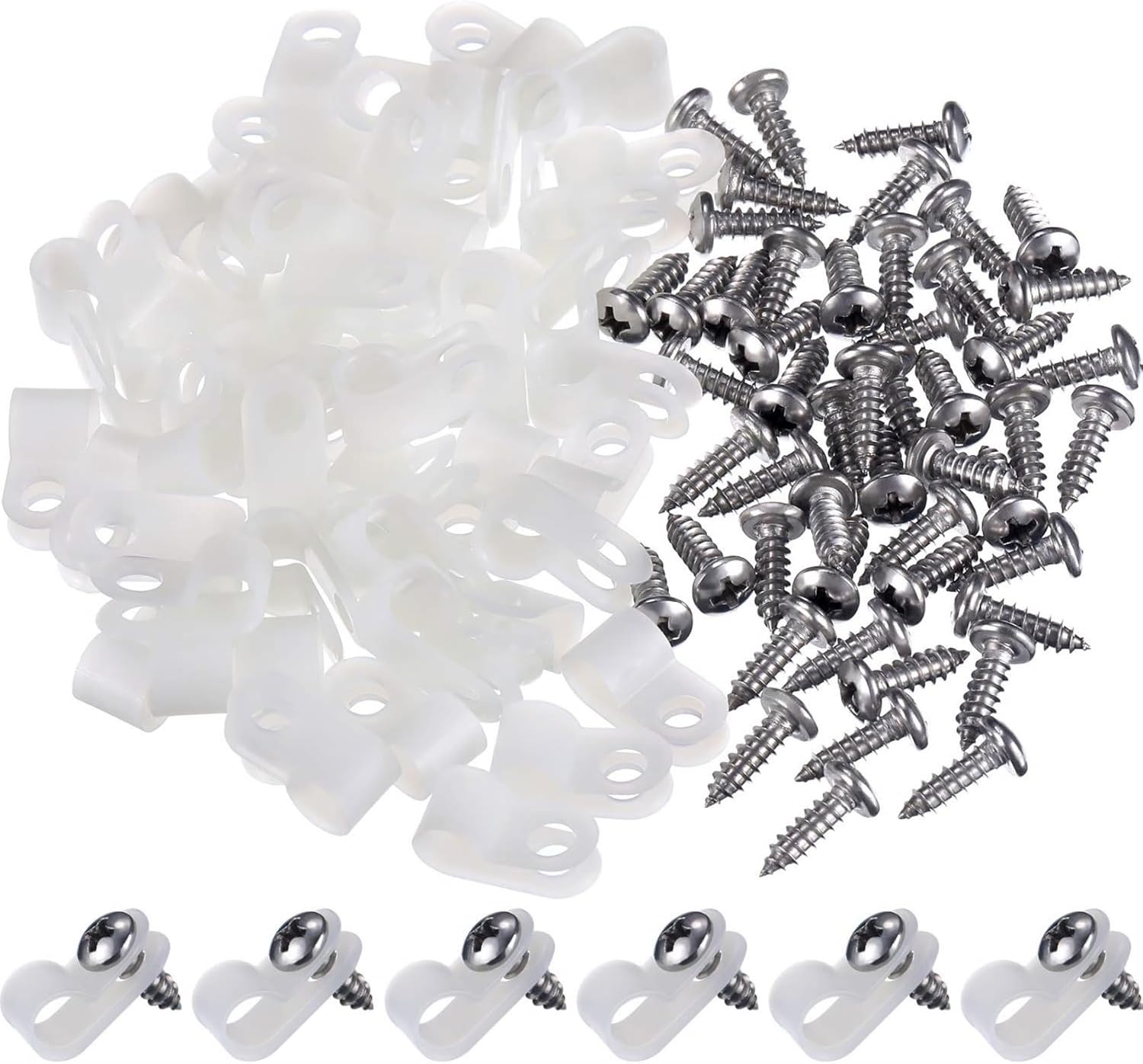 Hicarer 100 Pack Cable Clips with Screws - Organize Wires Easily!