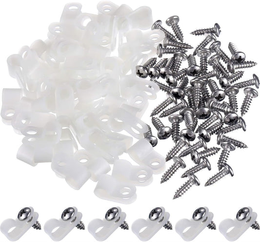 Hicarer 100 Pack Cable Clips with Screws - Organize Wires Easily!