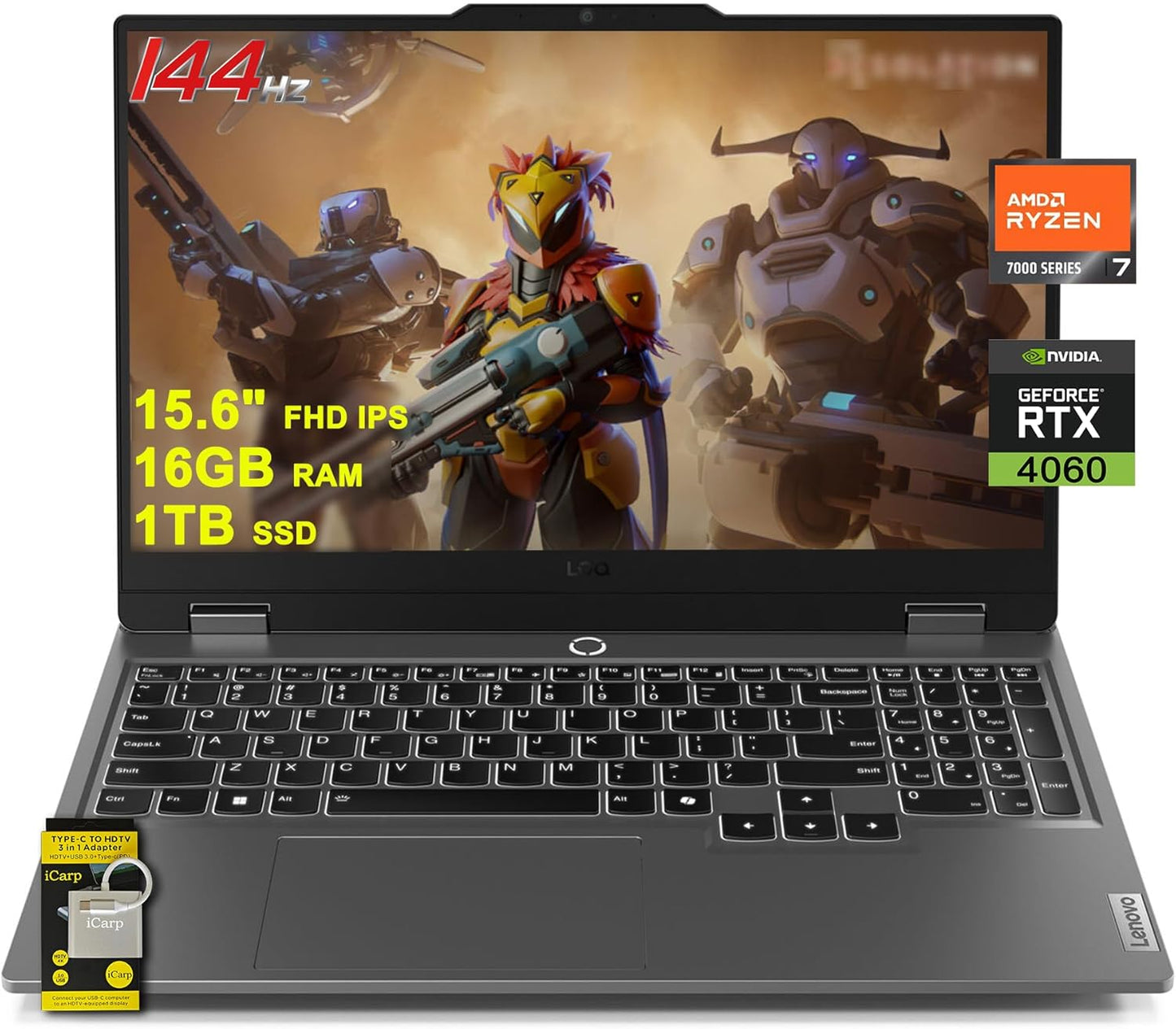 Lenovo LOQ Gaming Laptop with Ryzen 7 and RTX 4060 Graphics