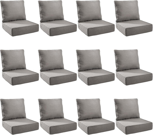 Outdoor Cushion Set for Patio Furniture - 12-Pack Grey Cushions