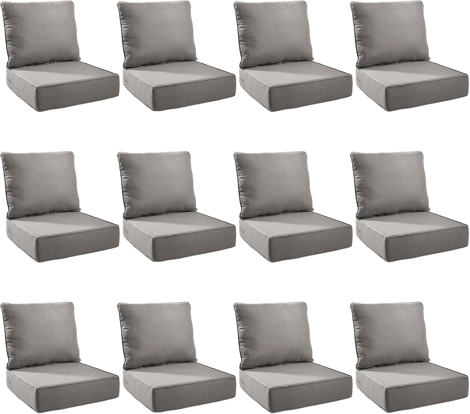 Outdoor Cushion Set for Patio Furniture - 12-Pack Grey Cushions