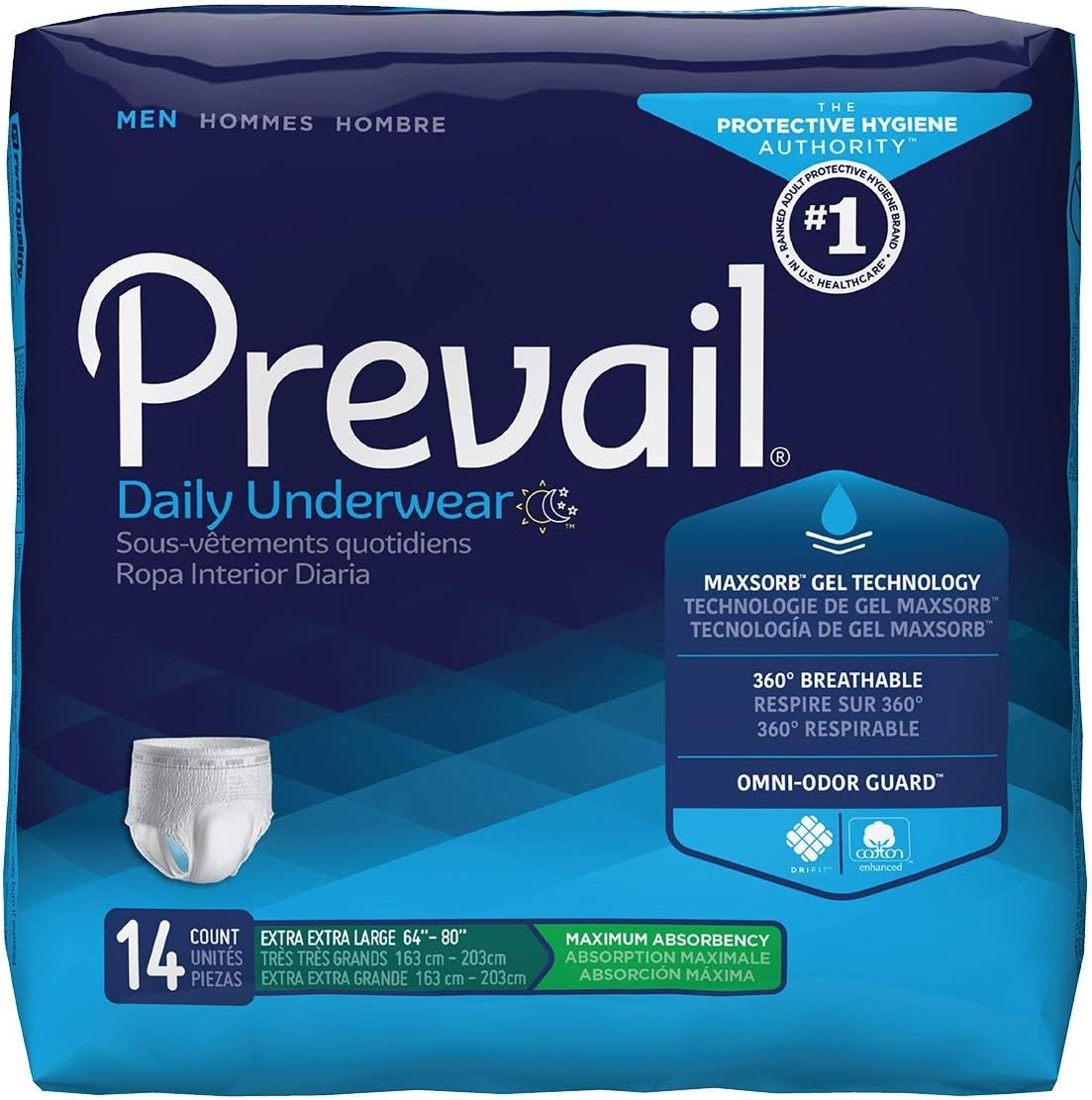 Prevail Disposable Underwear 2XL - Heavy Absorbency - Pack of 14