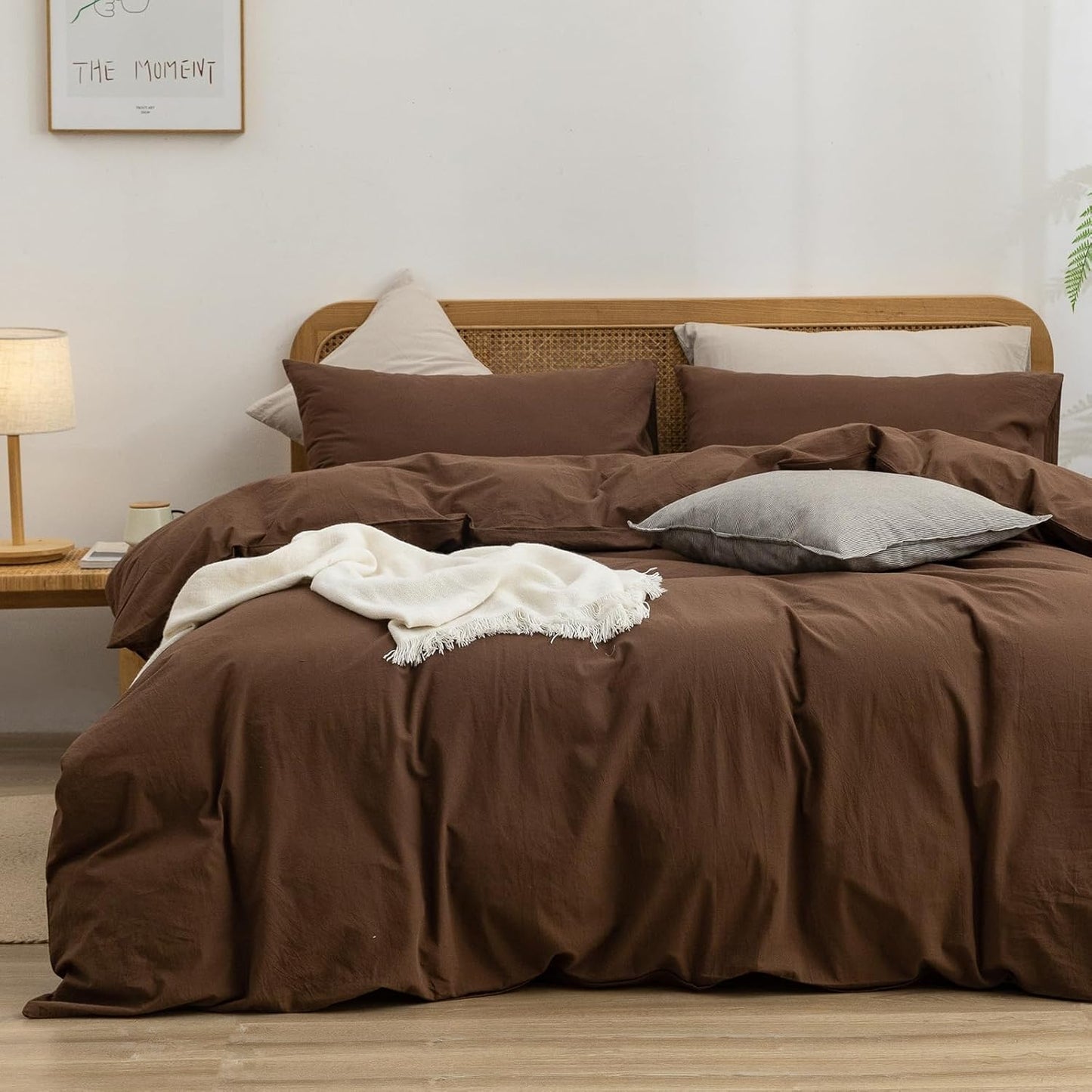 BESTOUCH Duvet Cover Set in Solid Cocoa Brown for Super King Plus
