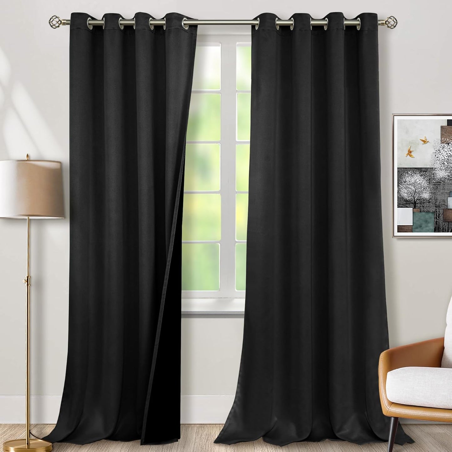 BGment Black Blackout Curtains for Living Room & Bedroom Use