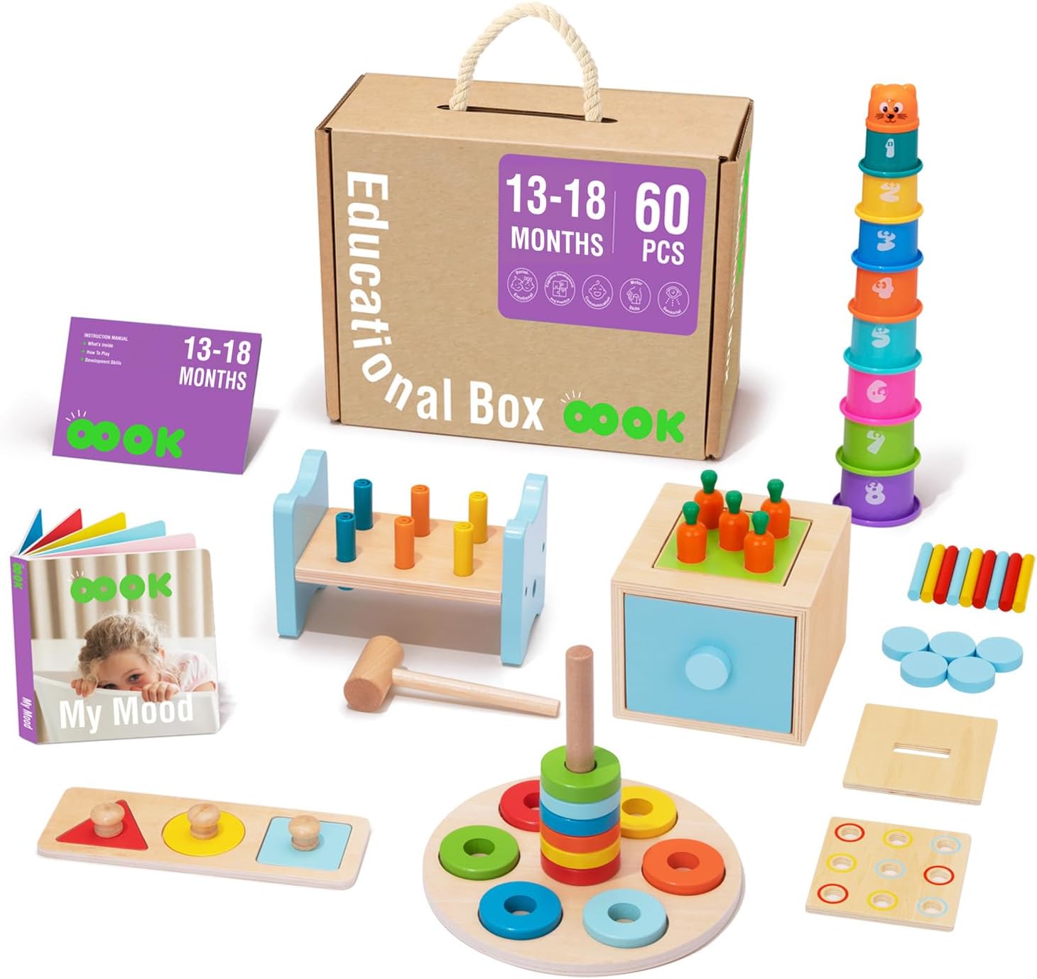 Montessori Toys for 1 Year Old - 8 in 1 Educational Set
