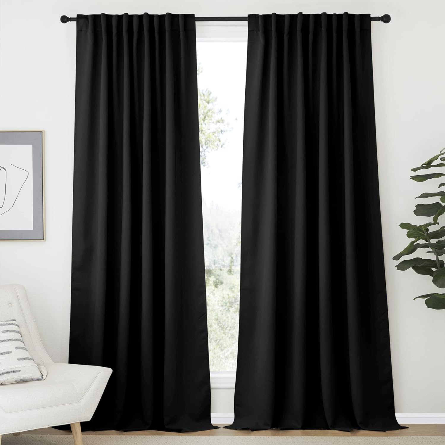 NICETOWN Thermal Blackout Curtains - Sleep Better in the Dark! - 70x95, Black, 1 Pair