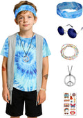 Hippie Costume for Men 60s 70s Outfits with Accessories Set