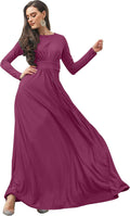 Fuchsia Magenta Pink Womens Long Sleeve Empire Waist Maxi Dress