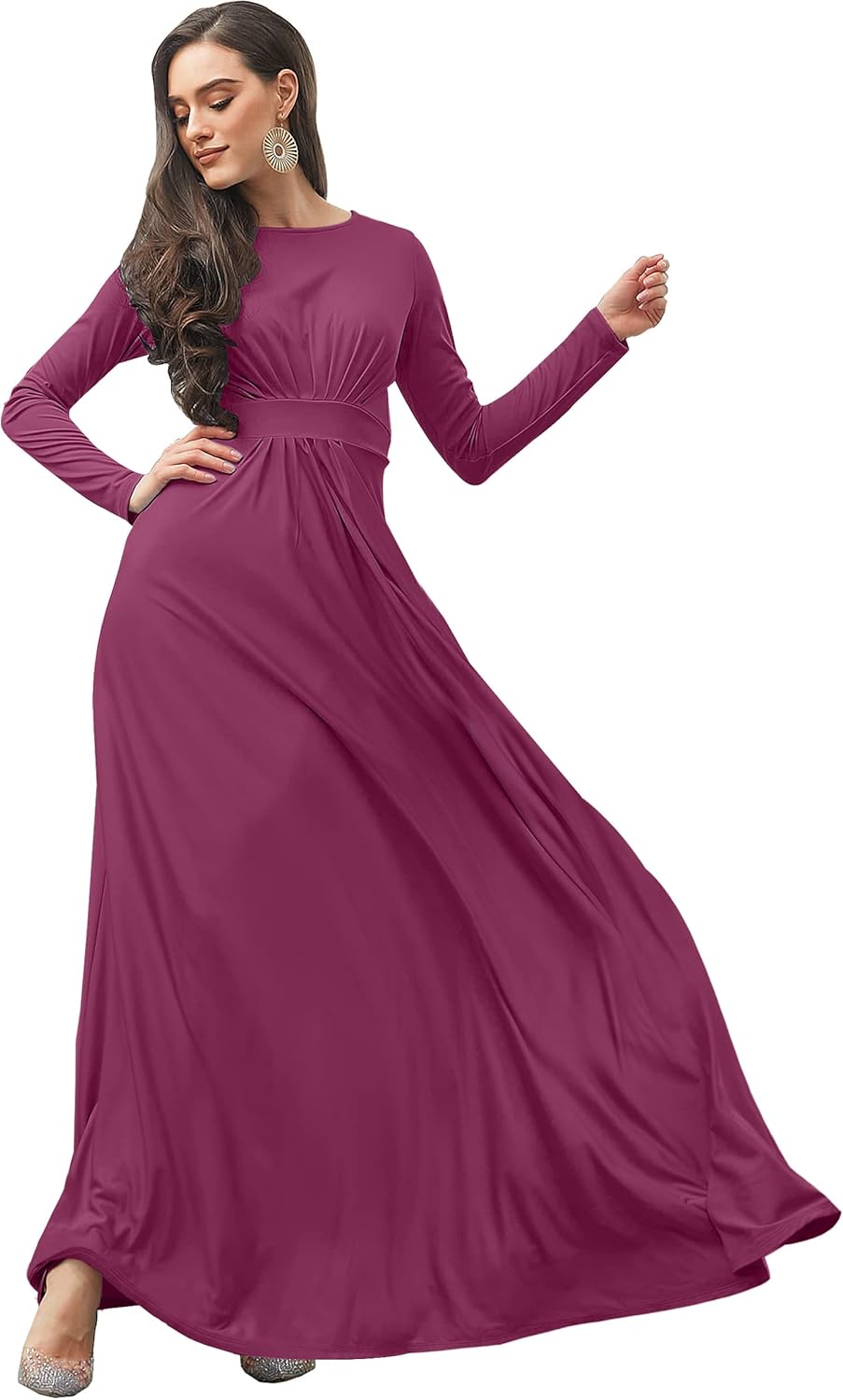 KOH KOH Womens Long Sleeve Flowy Empire Waist Gown Review