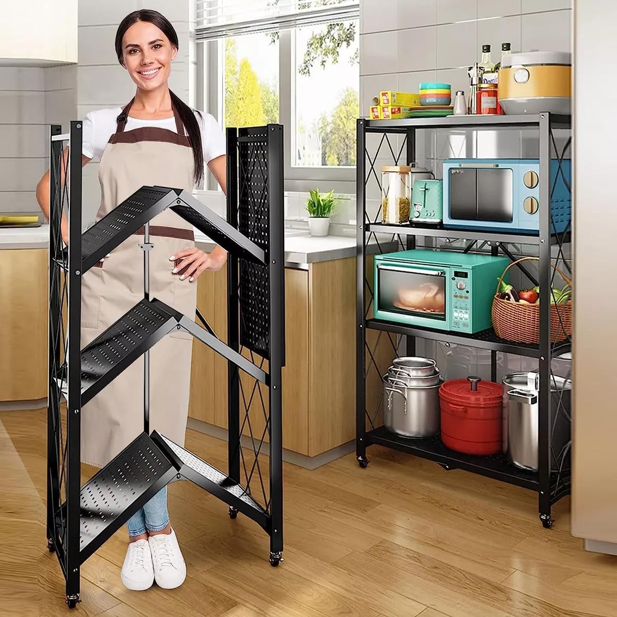 Foldable Metal Wire Shelf Rack - Easy Organizer