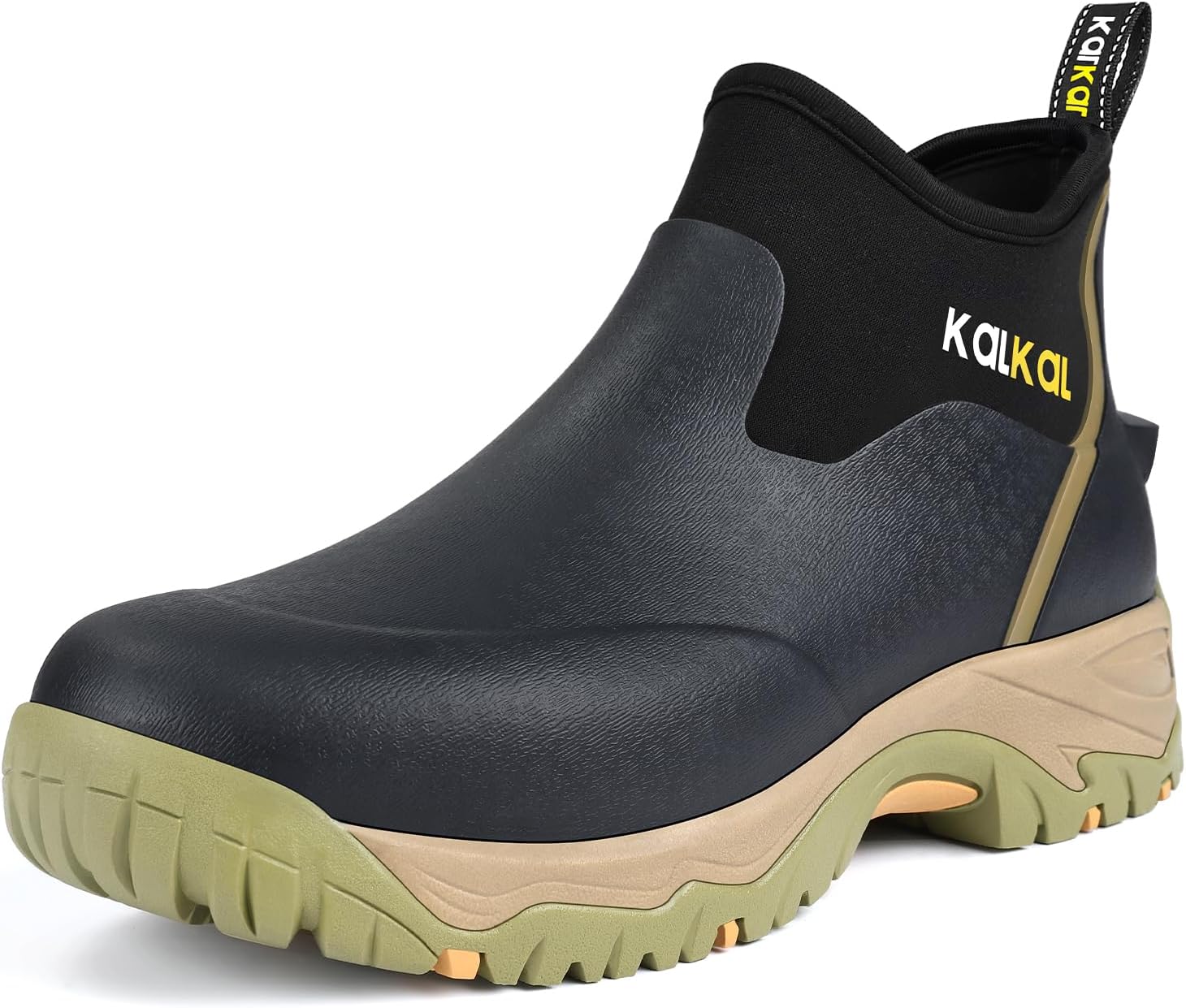 Kalkal Men's Waterproof Ankle Rain Boots for Outdoor Chores