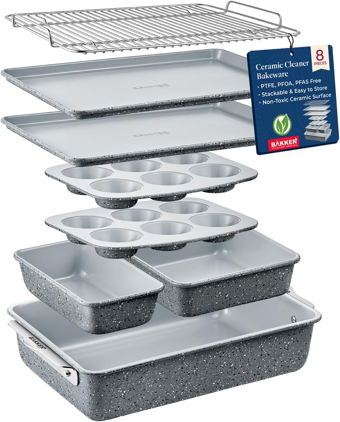 Bakken 8-Piece Stackable Bakeware Set for Healthy Baking