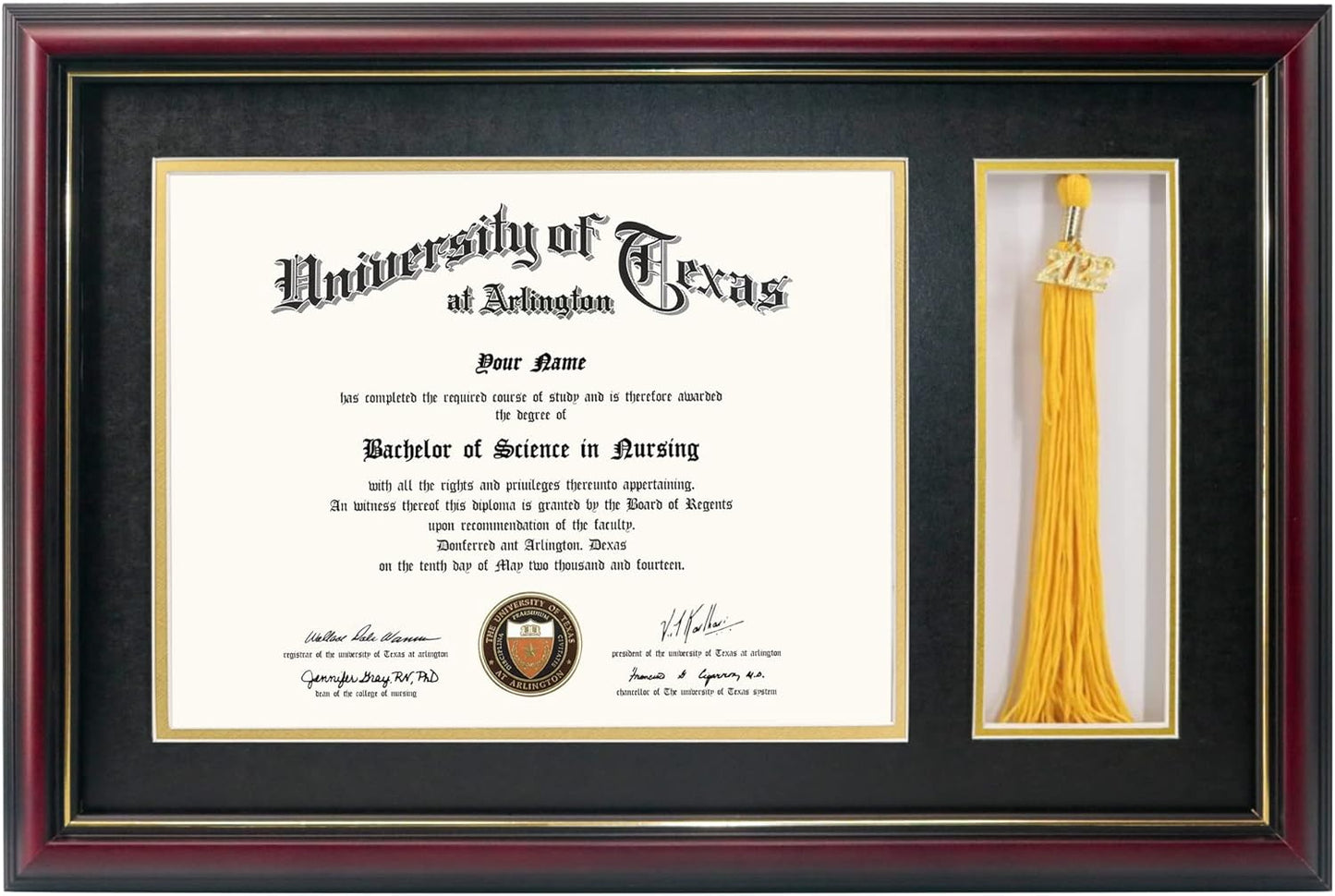 GraduationMall 11x17 Cherry Wood Diploma Frame with Tassel Holder