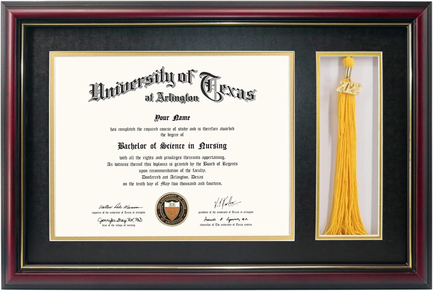 GraduationMall 11x17 Cherry Wood Diploma Frame with Tassel Holder