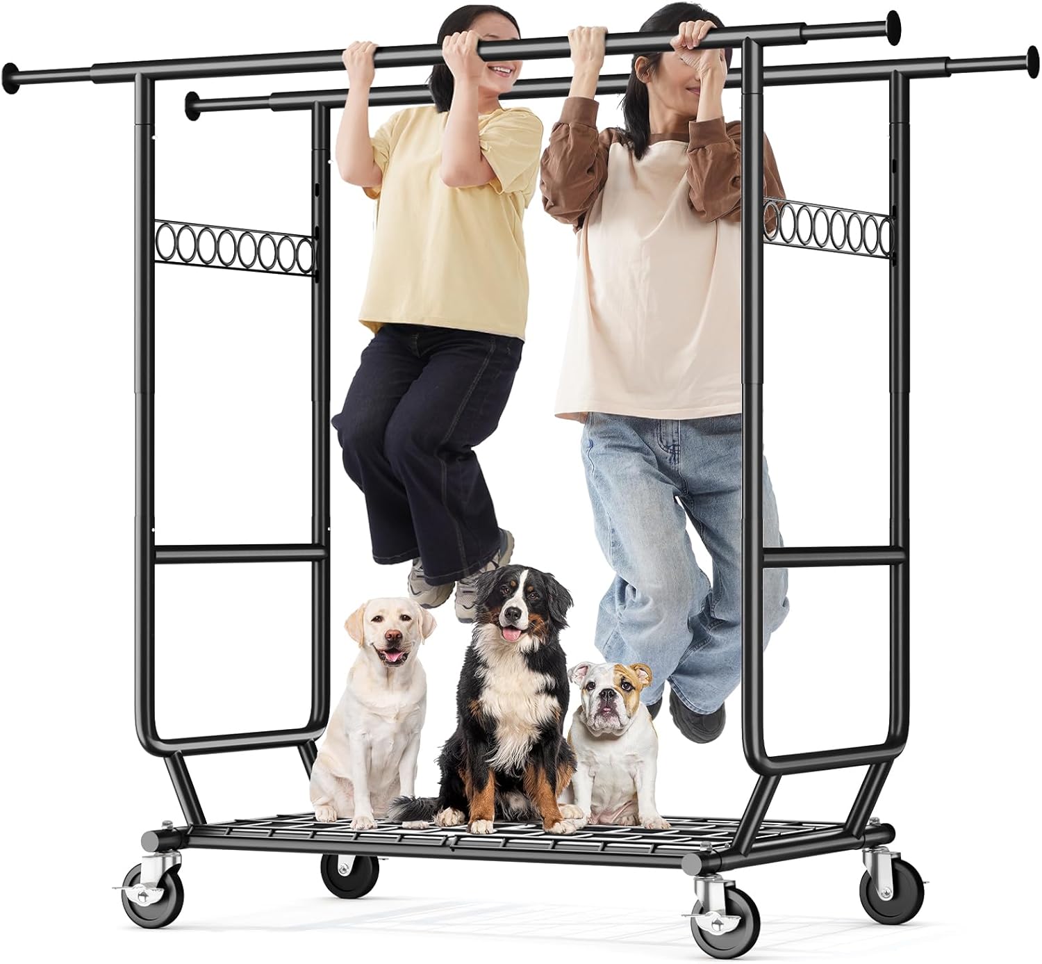 HOKEEPER Heavy Duty Clothes Rack with Wheels for Garments