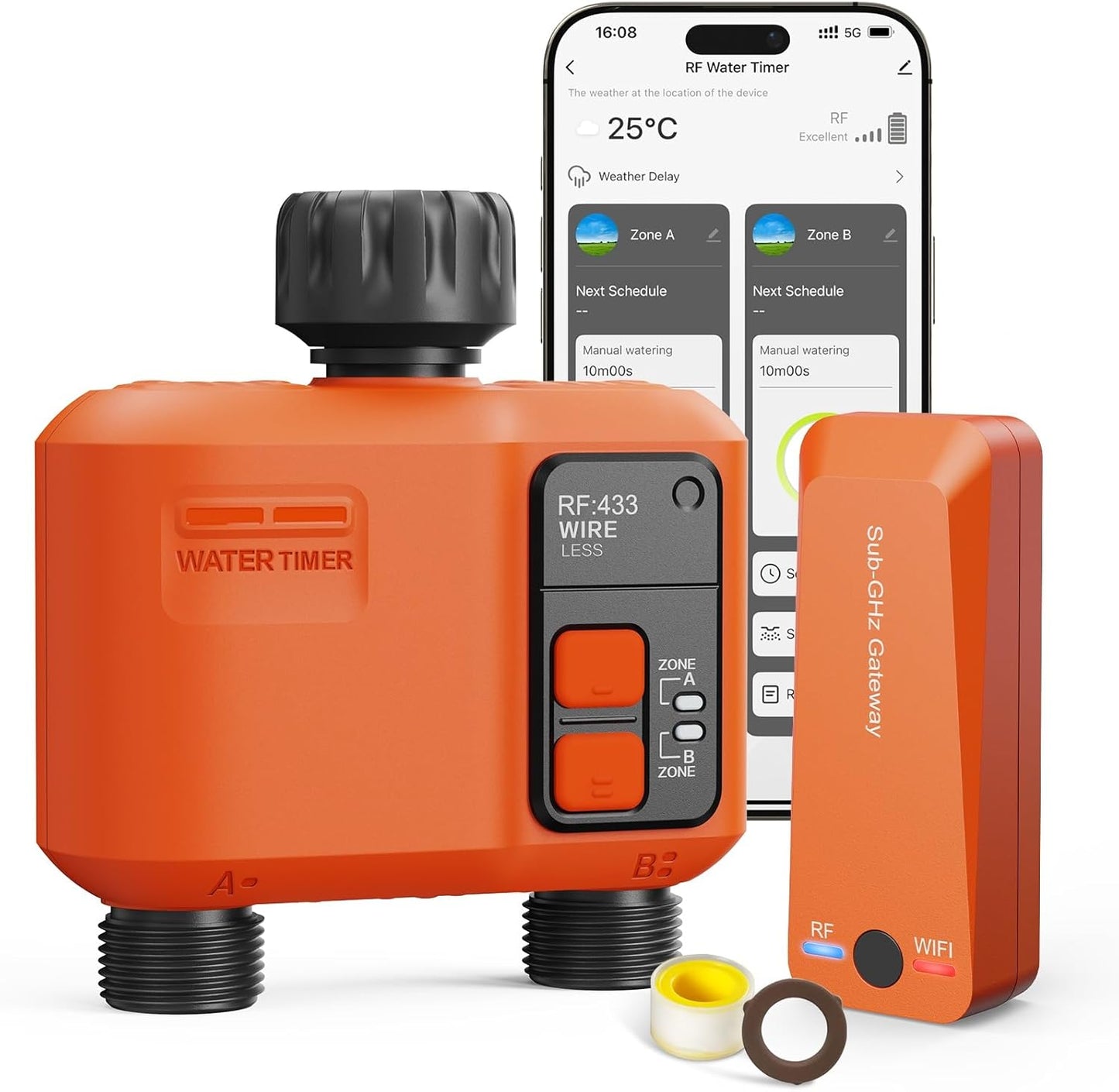 WiFi Water Timer for Garden Hose with Smart 2-Zone Control