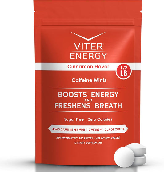 Viter Energy Caffeine Mints - Sugar Free, Vegan, Fast Energy