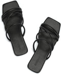 Women's Flat Strappy Square Open Toe Slide Sandals - Comfort Focused