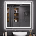 LOAAO 32in x 32in LED Bathroom Mirror Black Framed - Dimmable