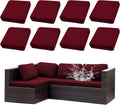 Stretch Patio Cushion Covers 8Pcs Wine Red - Waterproof Slipcovers