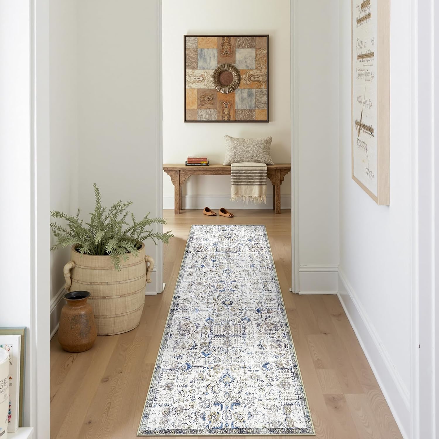 Vintage Floral Runner Rug 2x8 for Entryway and Living Room
