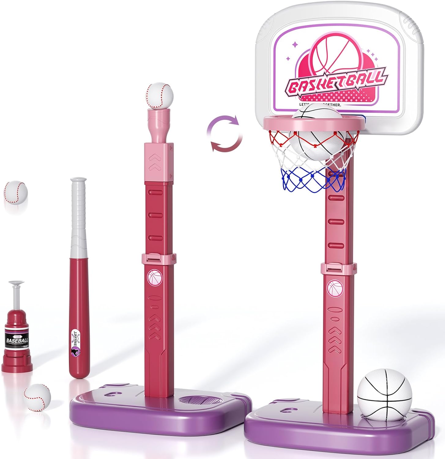 EPPO 2-in-1 Basketball & T-Ball Set: Adjustable Fun!