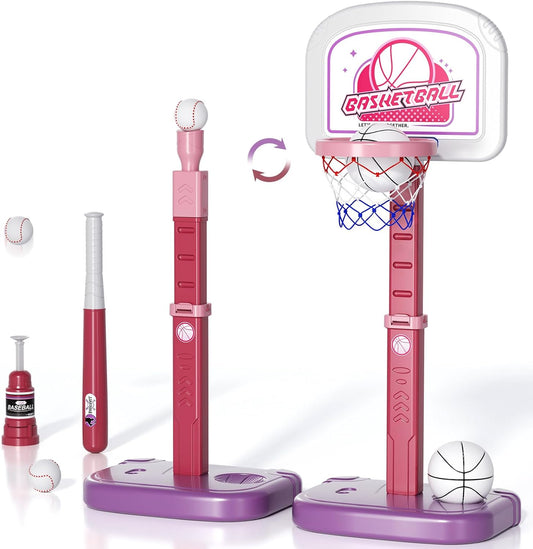 EPPO 2-in-1 Basketball & T-Ball Set: Adjustable Fun!