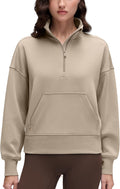 CRZ YOGA SoftAura Half Zip Sweatshirt for Women - Relaxed Fit Funnel