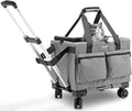 Cat Carrier with Wheels 17.3in Grey - Stable Steel Frame Pet Trolley